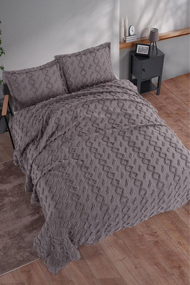 Butik Şönil Battal Boy Yatak Örtüsü Jaqua Antrasit - 2