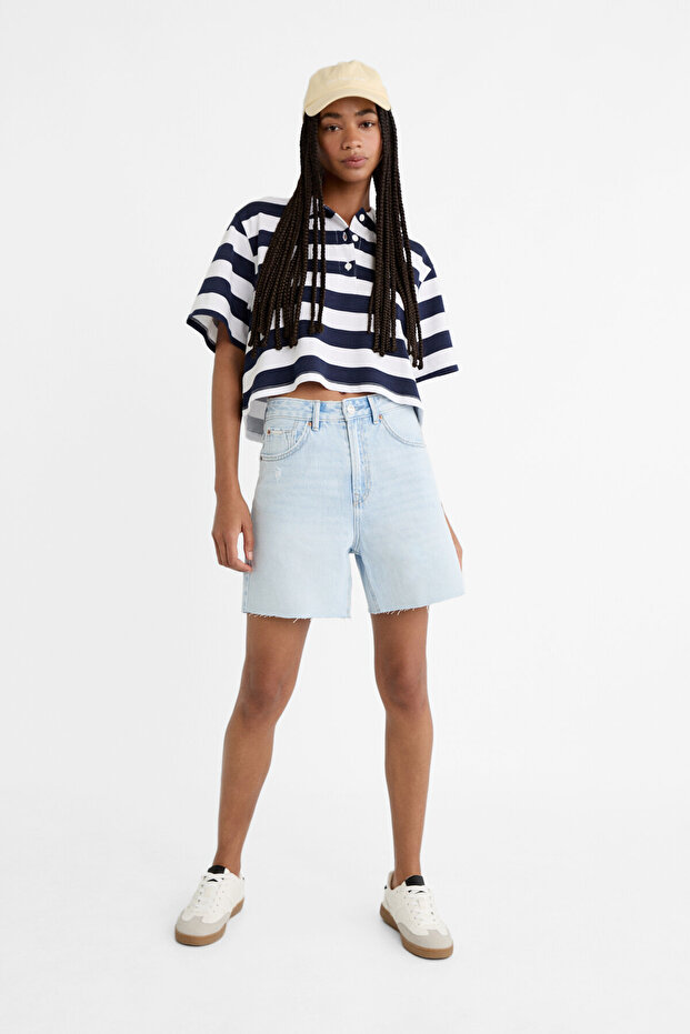 Uzun denim şort - 2