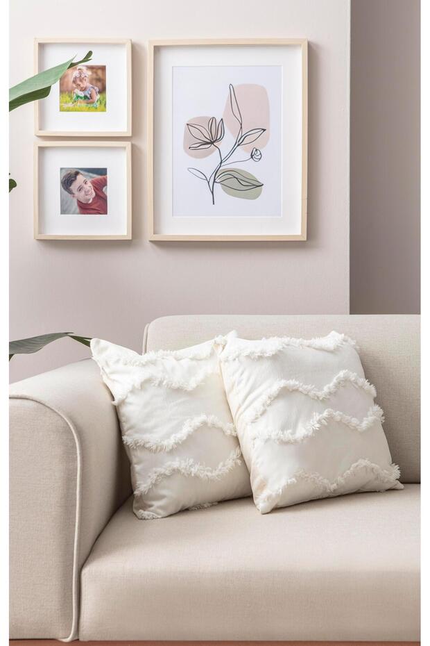 Püskül Dalgalı Kırlent Kılıfı 2'li - 1