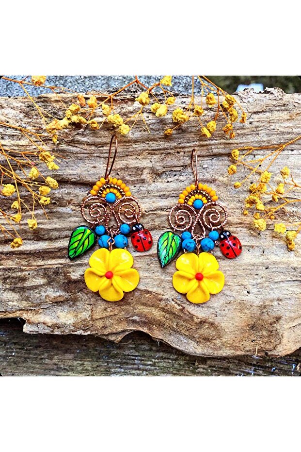 Bakır tel sarma küpe - 1