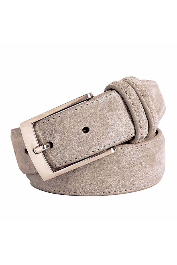 3.5 Cm Light Mink Suede Genuine Leather Belt
