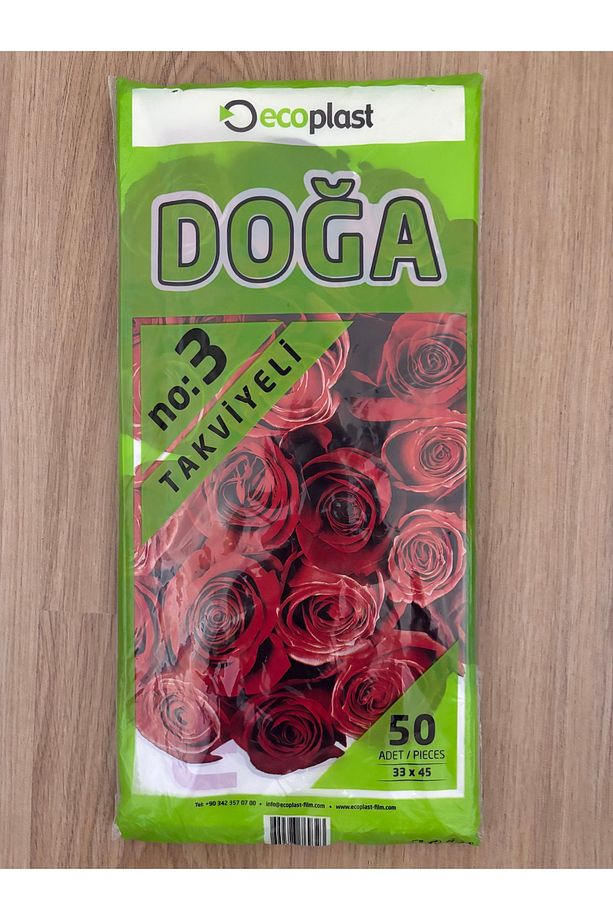 Ecoplast Takviyeli Mağaza Poşeti 3no Kalpli Gül Deseni 50 Adet 33x45 Cm Ölçülerinde - 2