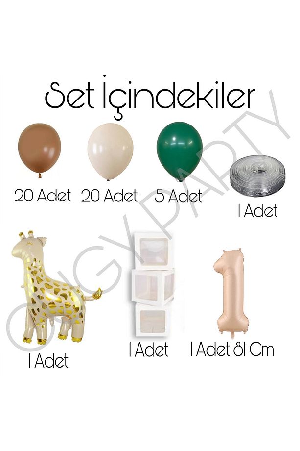 RETRO RENKLER ZÜRAFA FİGÜRLÜ DOĞUM GÜNÜ SETİ ŞEFFAF KUTULU YAŞ RAKAMLI - 2