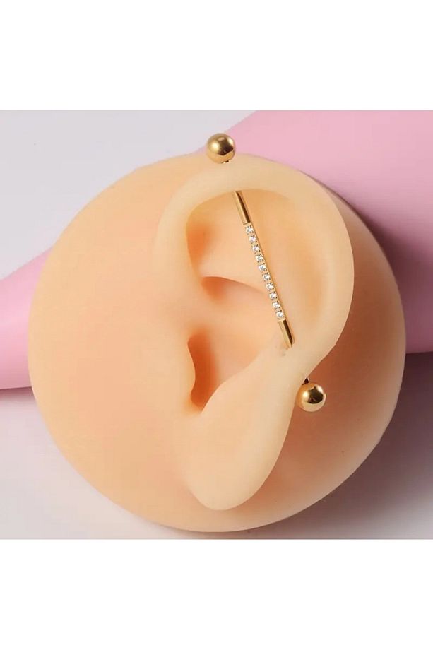Su Taşı Zincir Altın Köprü Helix Conch Piercing - 4