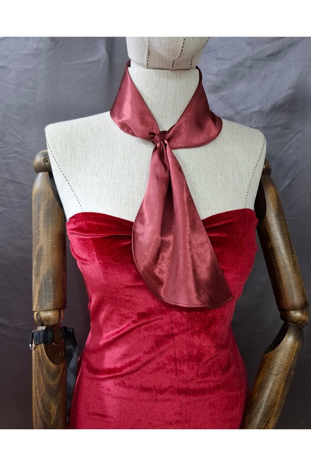 Ronja Satin Tie Scarf Neck Warmer Burgundy