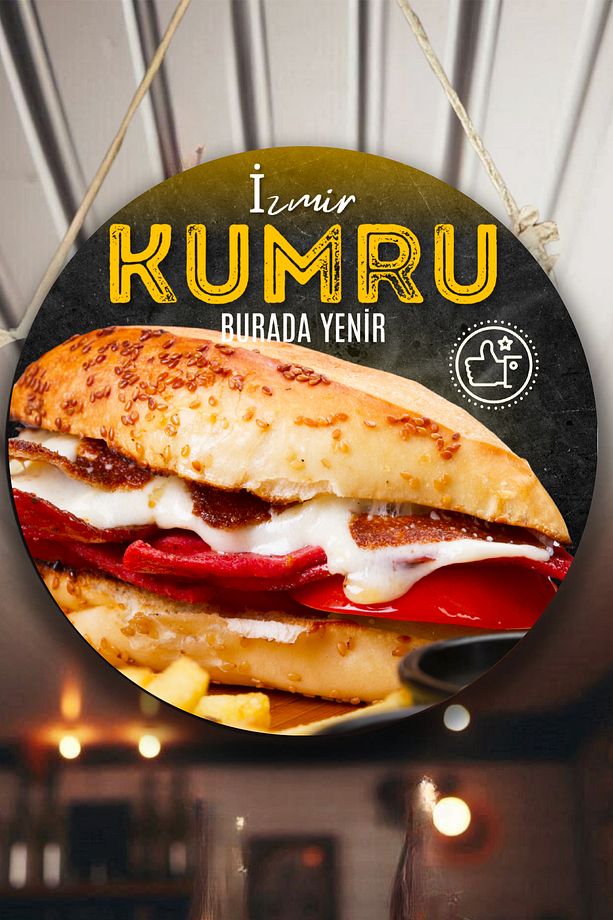 Kumru Salonu Duvar, Kapı, Tek Taraflı Askılı Pano Karşılama Tabelası, Kumru Tost Dükkanı Süs Dekoru - 3