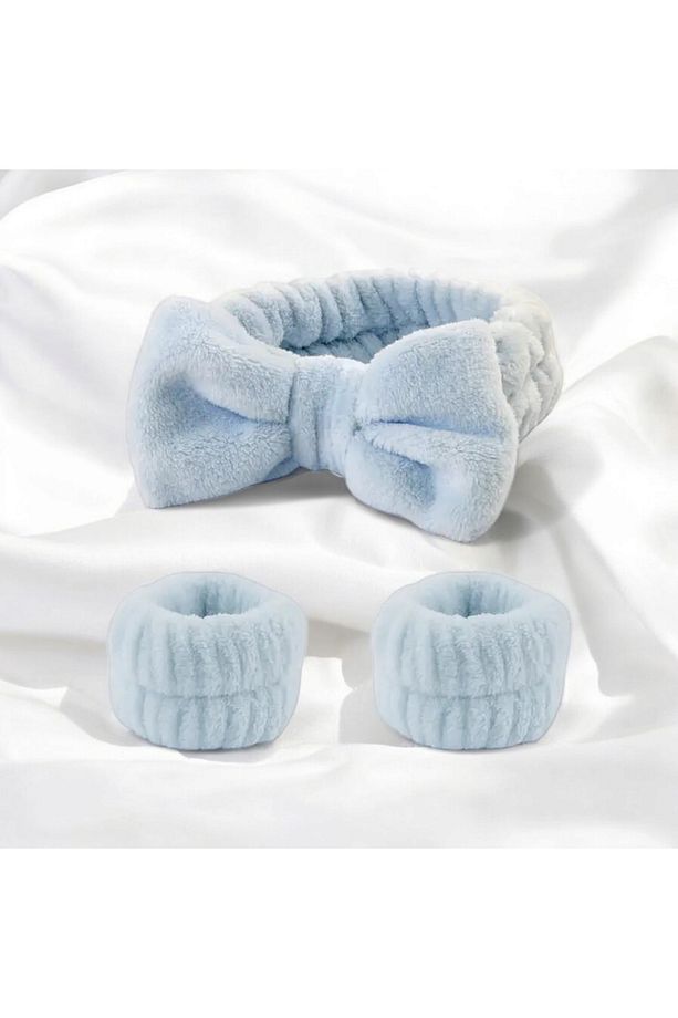 Süper Soft Spa Takımı 2 Adet Yüz Yıkama Bilekliği Ve Elastik Saç Bandı Sporcu Spa Bileklik 3'lü Set - 1