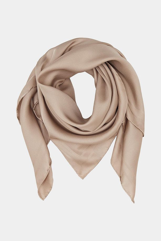 Jakarlı Twill Ipek Eşarp - Çerçeve - Soft Vizon - 1