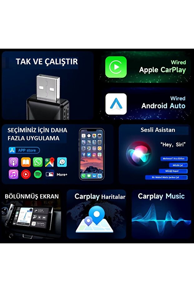 Kablosuz Android Auto/Car Play USB Dongle - 2