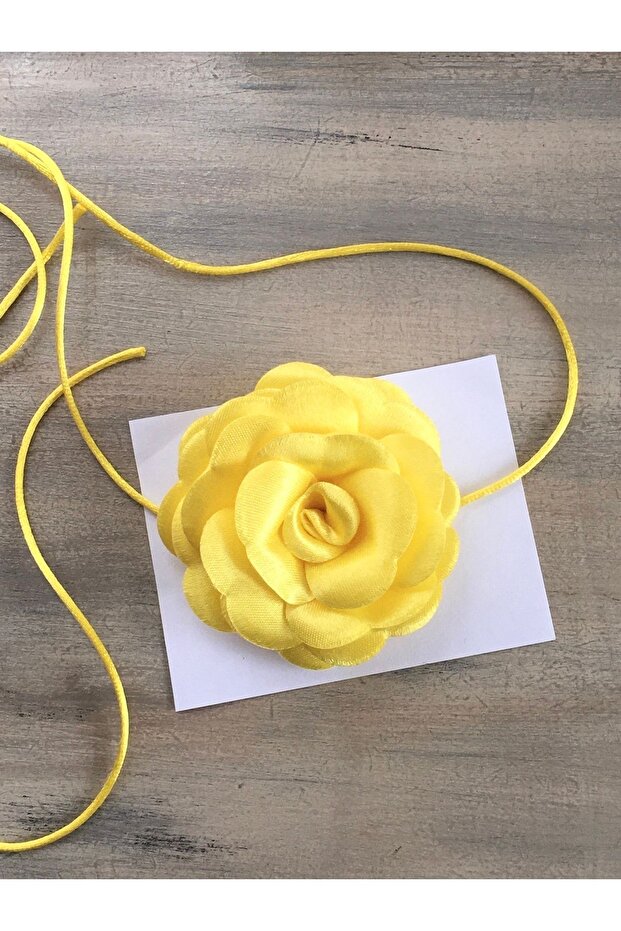 Kolye/choker Kolye/bağcıklı Saten Gül Kolye (SARI) - 2