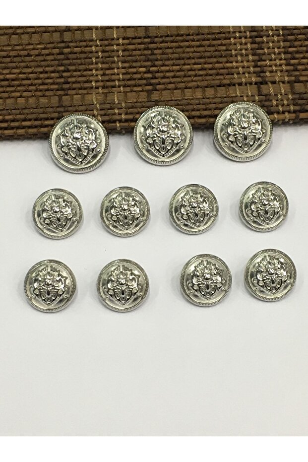 طقم أزرار سترة بليزر فضي / موديل الشعار - 4