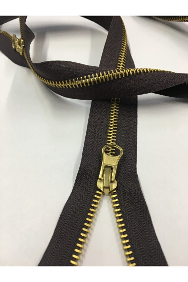 Iron Tooth Zipper 100 Cm Two Way Brown Color