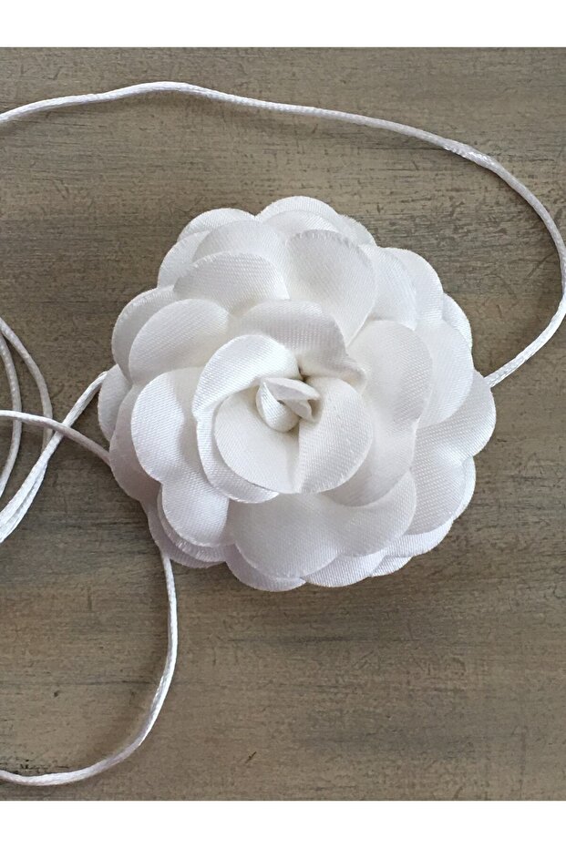 Kolye/choker Kolye/bağcıklı Saten Gül Kolye (EKRU) - 7