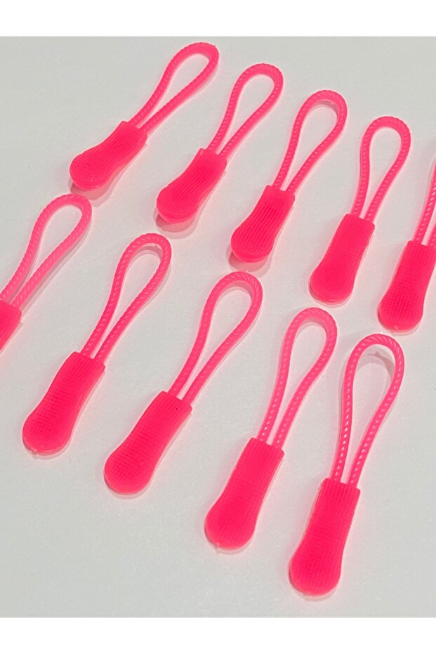 Zipper Gloves Set of 10 Neon Pink