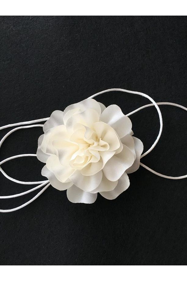 Kolye / Choker Kolye/bağcıklı Kumaş Çiçek Kolye ( 10 Cm ) ( Bk1 ) - 1
