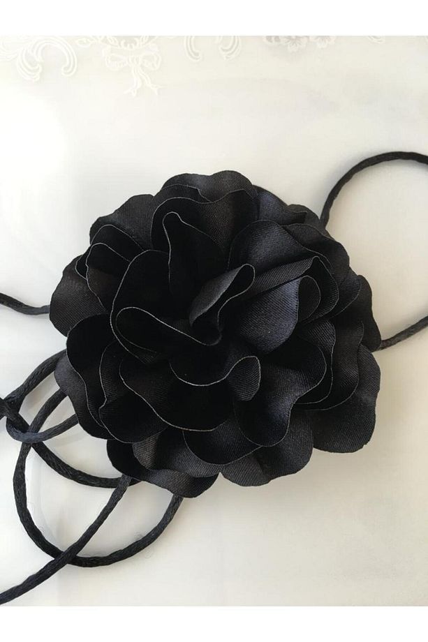 Kolye / Choker Kolye/bağcıklı Kumaş Çiçek Kolye ( 10 Cm ) ( Bk1 ) - 3