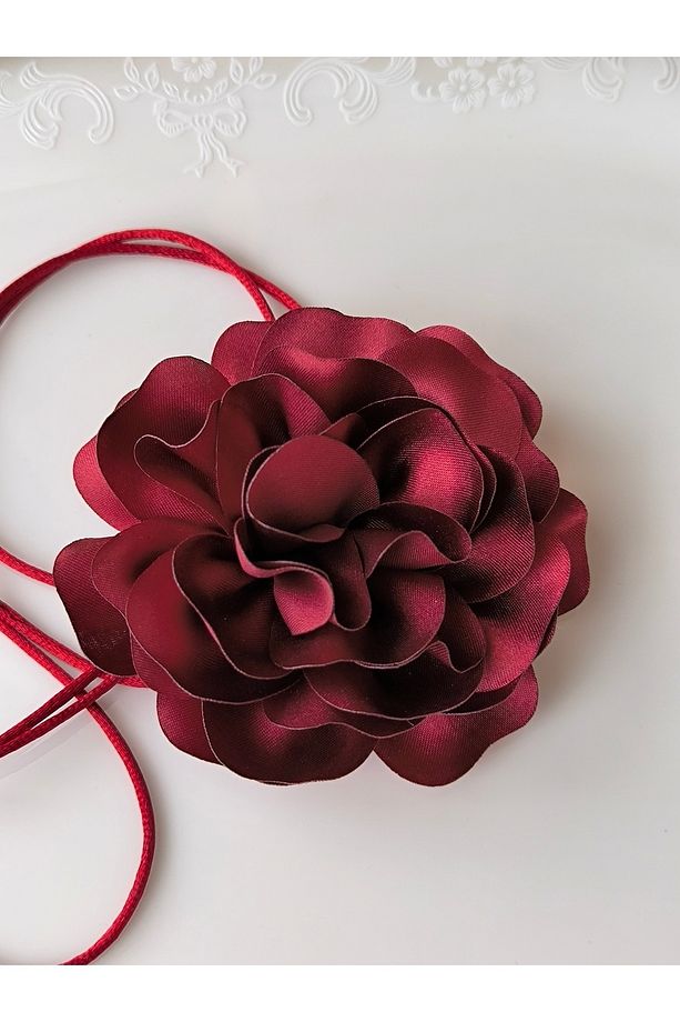Kolye/choker Kolye/bağcıklı Kumaş Çiçek Kolye (10 CM) - 5