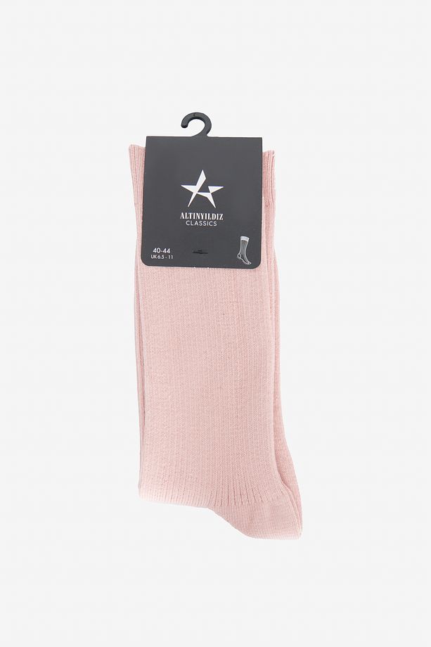 Erkek Pembe Tekli Fitilli Çorap - 1
