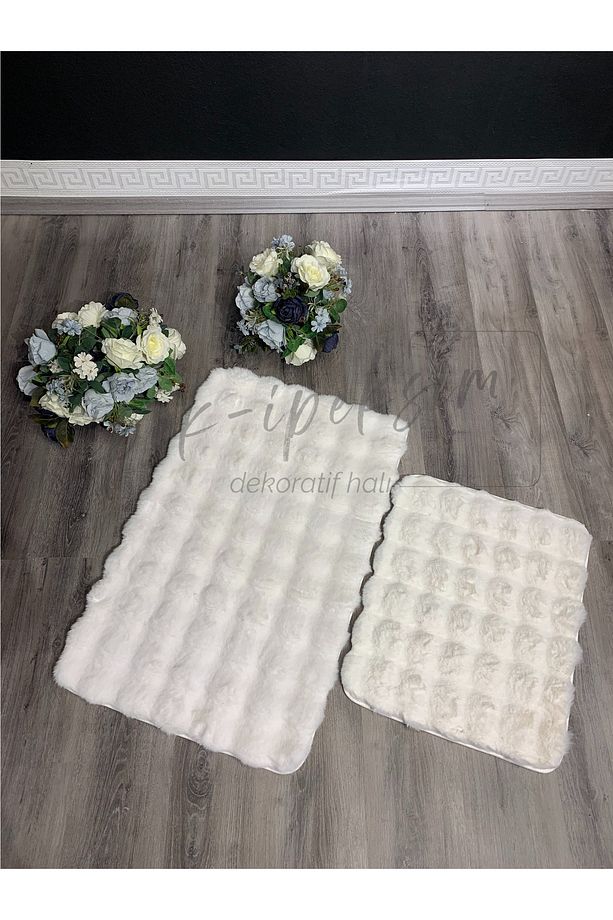Lüx Post Banyo Paspas Seti 2li Bubble Mutfak Extra Yumuşak Halı Kaymaz Taban Süet Dokuma Taban - 1
