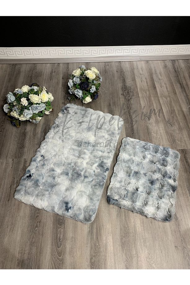 Lüx Post Banyo Paspas Seti 2li Bubble Mutfak Extra Yumuşak Halı Dokuma Taban - 1