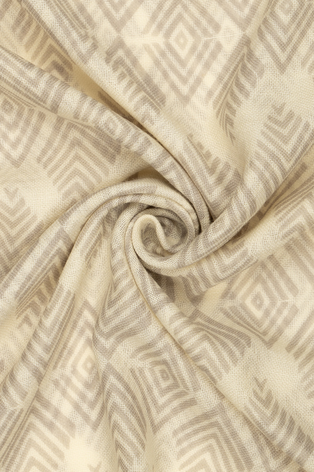 Desenli 100% Yün Atkı - 2