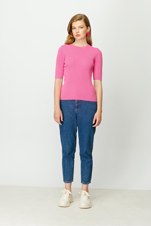 Triko Bluz Fuşya - 1