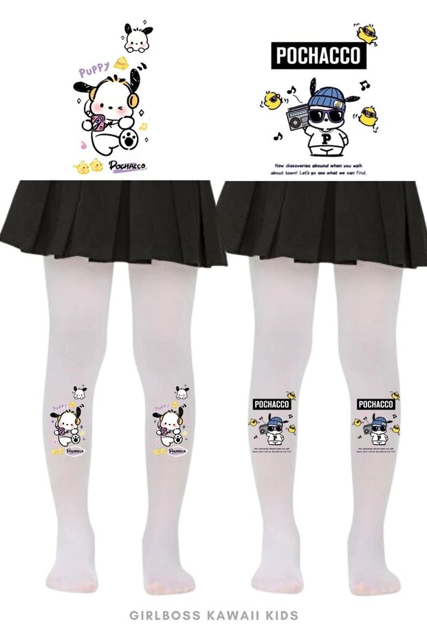 Girlboss Sanrio Pochacco Set of 2 Pantyhose Black and White 6 Different