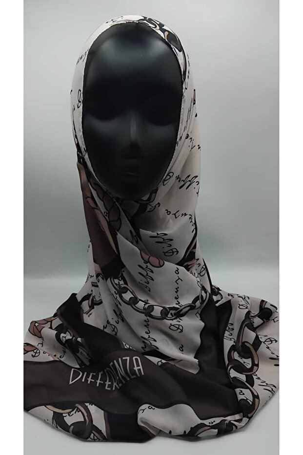 Beige Chain Patterned Shawl - 3