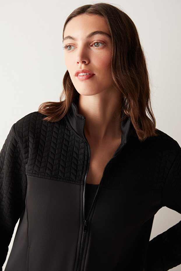 Kapitone Siyah Ceket - 2