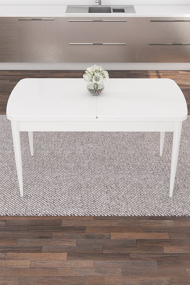 Are Serisi 80x132 Açılabilir Mdf Beyaz Masa Takımı Ve 6 Pembe Sandalye - 4