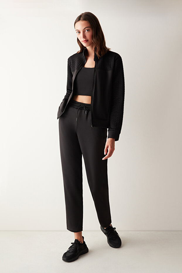 Kapitone Siyah Ceket - 4