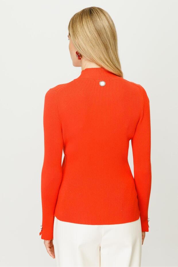 Selanik Triko Bluz Orange - 5