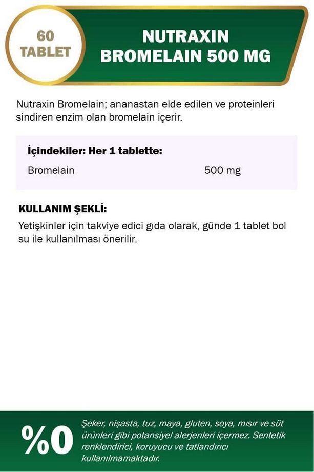 Bromelain (1 Tablet = 500mg) 60 Tablet + 100ml Jel Hediye - 4