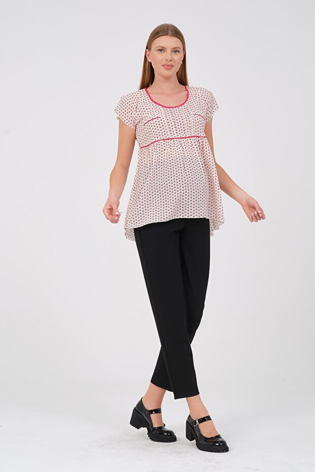 فوشيا حزام مستقيم بلوزة الأمومة - 3