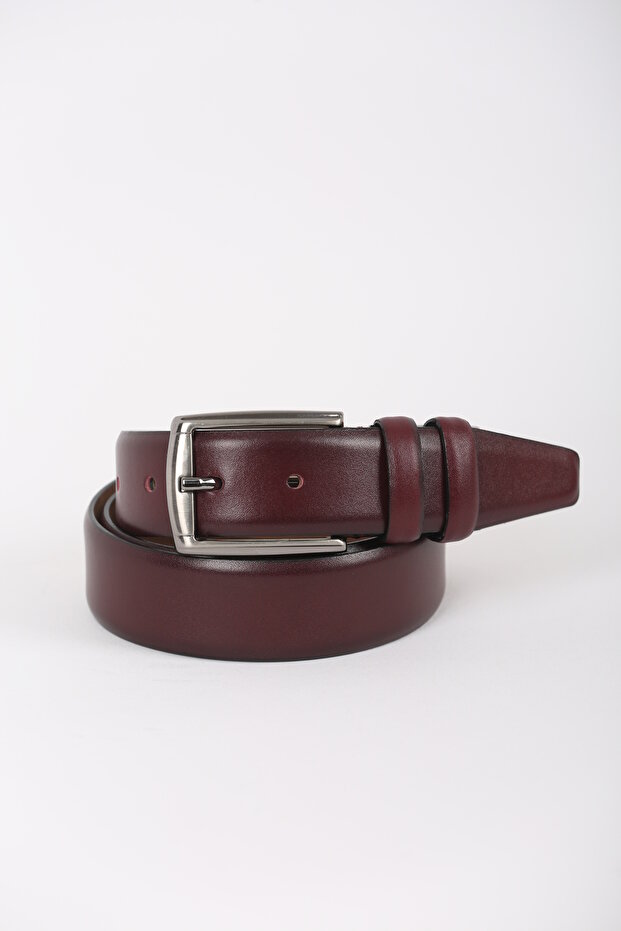 3.5 cm Burgundy Leather Belt