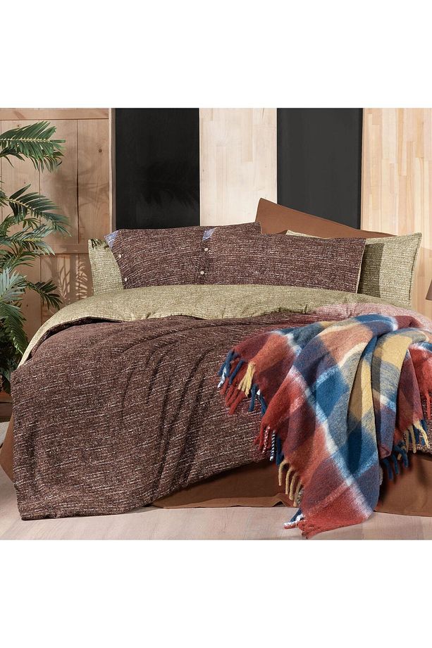 Glamis Tek Kişilik %100 Pamuk Flanel (Pazen) Nevresim Takımı Taba - 2