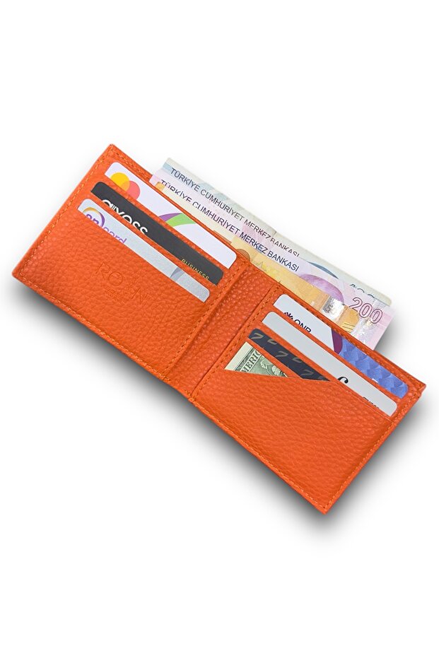 Orange Wallet That She Loves! Vegan Leather Men's Wallet - Stylish and Minimalist Design, with Gift Wrap!