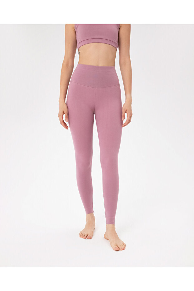 High Waist Pink Organic Cotton Basic Tights - Certified