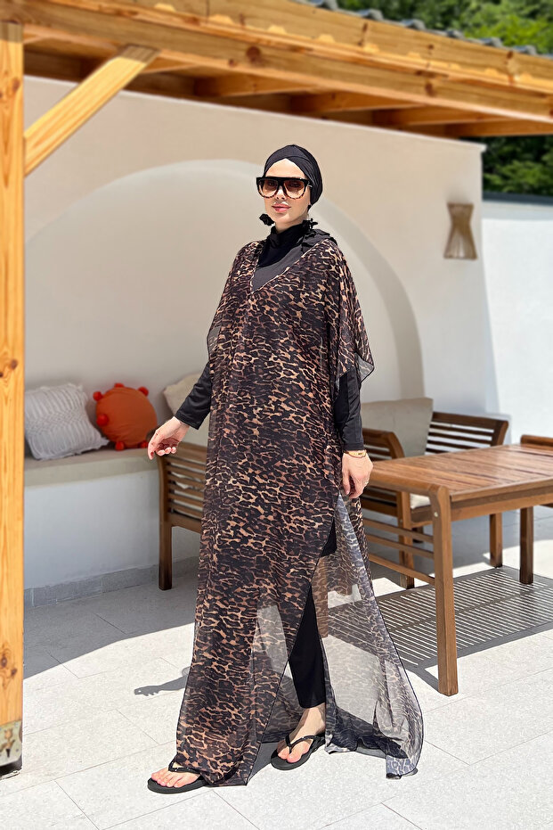 ريمسا ملابس السباحة المحجبة مع نمط واحد قفطان باريو 430-313 ليوبارد