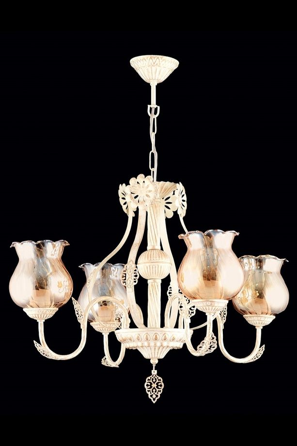 Av-65114-4s Krem Ferforje Boyalı Klasik Avize E27 Metal Cam 58cm - 2