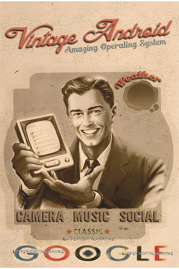 Vintage Social Media Android Google Funny Fun Home Decoration Painting Retro Wood Poster