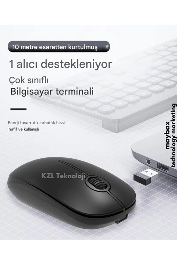 Ultra Slim Tv Pc Mobile Tablet Uyumlu Kablosuz Q Klavye Mouse Set Pembe 2.4 Ghz Wireless Set Numlock - 7