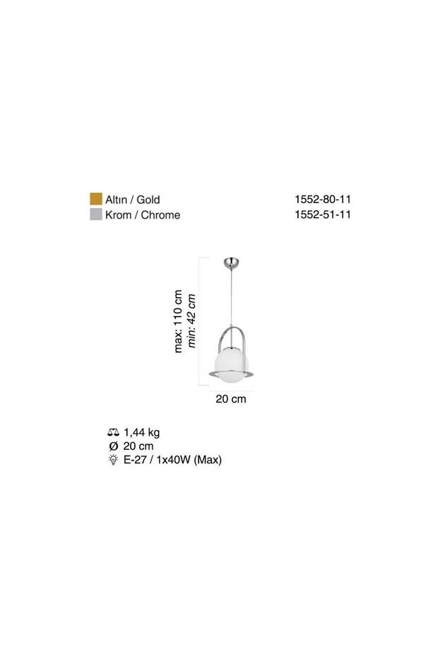 LAMPON KROM TEKLİ AVİZE 20CM - 2