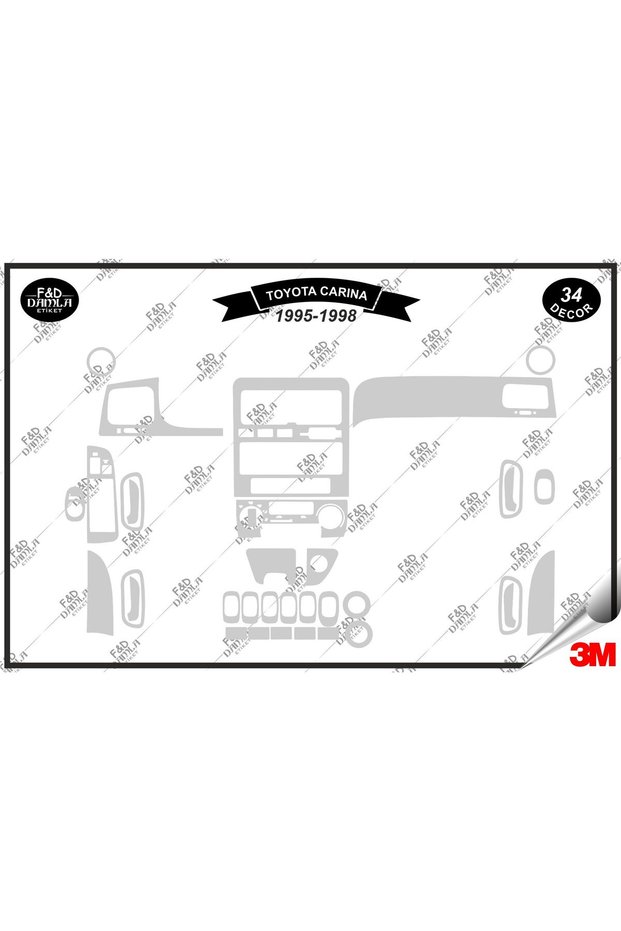 For Toyota Carina 1995-1998 Glove Box Console Trim Chest Mahogany Finish Set 34 Pieces Silver