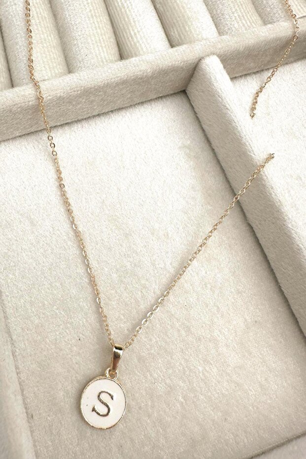 Gold Mineli Harf Kolye - 1