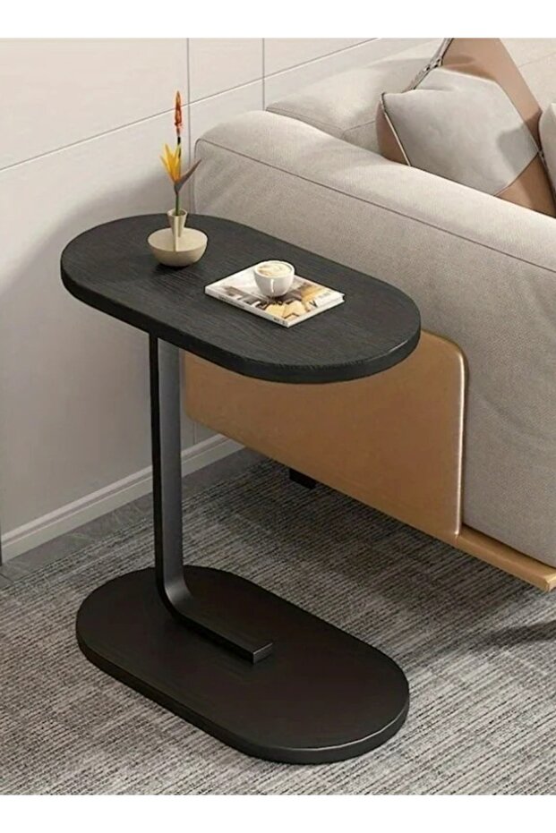 طاولة قهوة بسيطة الشكل على الطراز الاسكندنافي وطاولة جانبية للأريكة لغرفة المعيشة المنزلية - أسود - 2