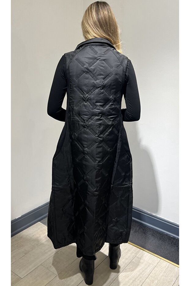 Triko Detaylı Kapitone Yelek - 5