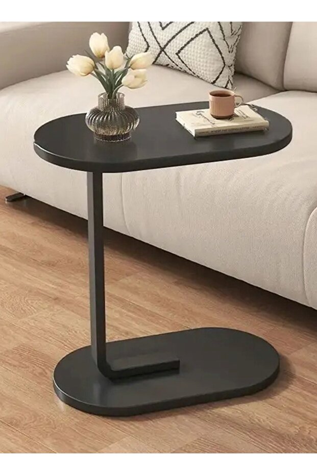 طاولة قهوة بسيطة الشكل على الطراز الاسكندنافي وطاولة جانبية للأريكة لغرفة المعيشة المنزلية - أسود - 1