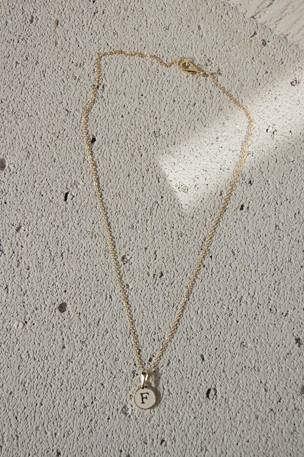 Gold Mineli Harf Kolye - 4