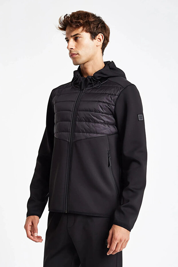 Men's Zippered Hooded Black Tracksuit 24N-1138/1139